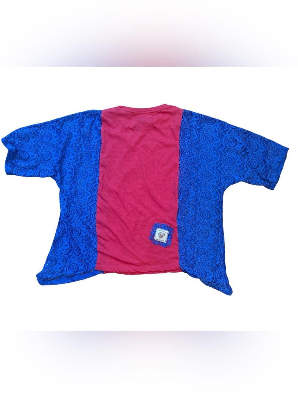 Upcycled Lily Jean Threads Chill The Fourth Out! Graphic with lace Kimono - Picture 3 of 3